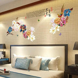 Vinyl wall stickers Blooming peonies and pheasants (sheet 60 x 90 cm) B288 size 60x90 nc1032