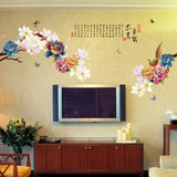 Vinyl wall stickers Blooming peonies and pheasants (sheet 60 x 90 cm) B288 size 60x90 nc1032