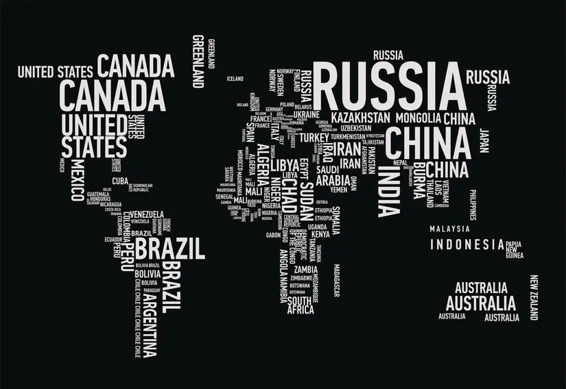 World Map Wall Decal With Country Names World Country Atlas Sticker Vinyl Wall Map Decor Office Wall Art Decor Black size 60x90 nc015