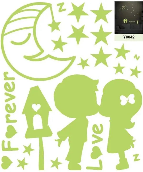 Yigo Fluorescent Luminous Wall Stickers Glow in The Dark Stars Home Decoration Eco-Friendly PVC Cartoon Wall Decal for Kids Rooms-Alphabet
