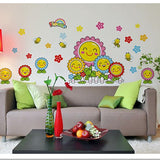 Radiant Sunflower Smiles Decal - Brighten Kids' Spaces with Joyful, Smiling Flowers PVC Wall Art for Home Decor size 50x70  dm570009