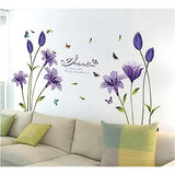 Romantic Lily Flower Butterfly Wall Sticker Living Room Bedroom Wall ay9242