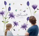 Romantic Lily Flower Butterfly Wall Sticker Living Room Bedroom Wall ay9242