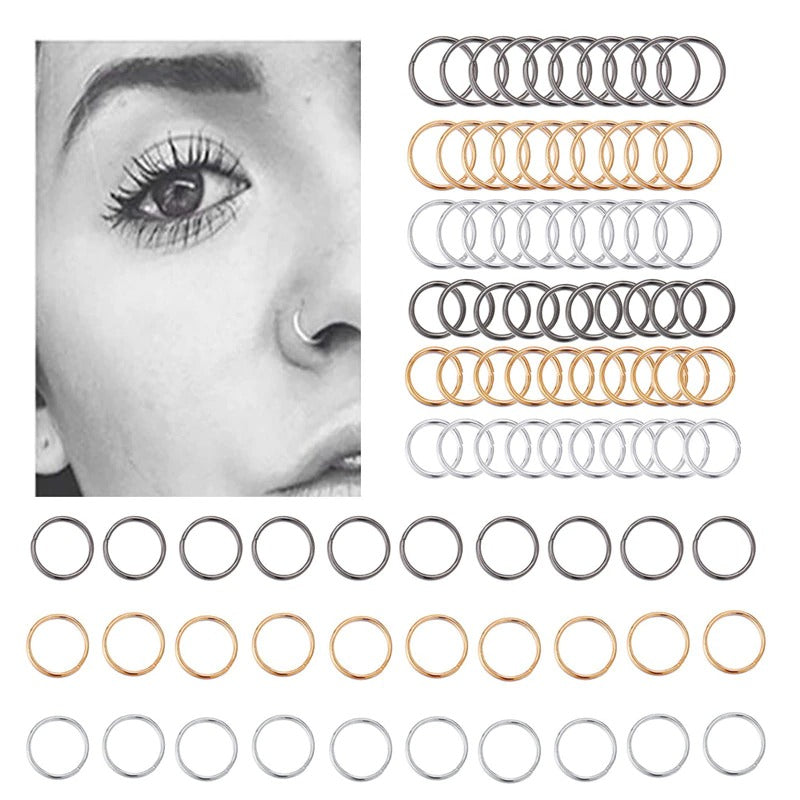 Colourful stainless steel nose hoop lip nose ring stud earrings body pericing jewelry punk style