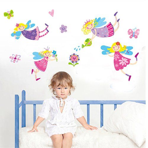 Wall Stickers, Durable Decals For Children Room, Nursery, Daycare and More (Fairies and size 60x90 jm8300