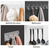 Pack of 3 Transparent 6?Hooks Hanger | Self Adhesive | Waterproof & Reusable Wall Hooks | Multipurpose Strong Clips