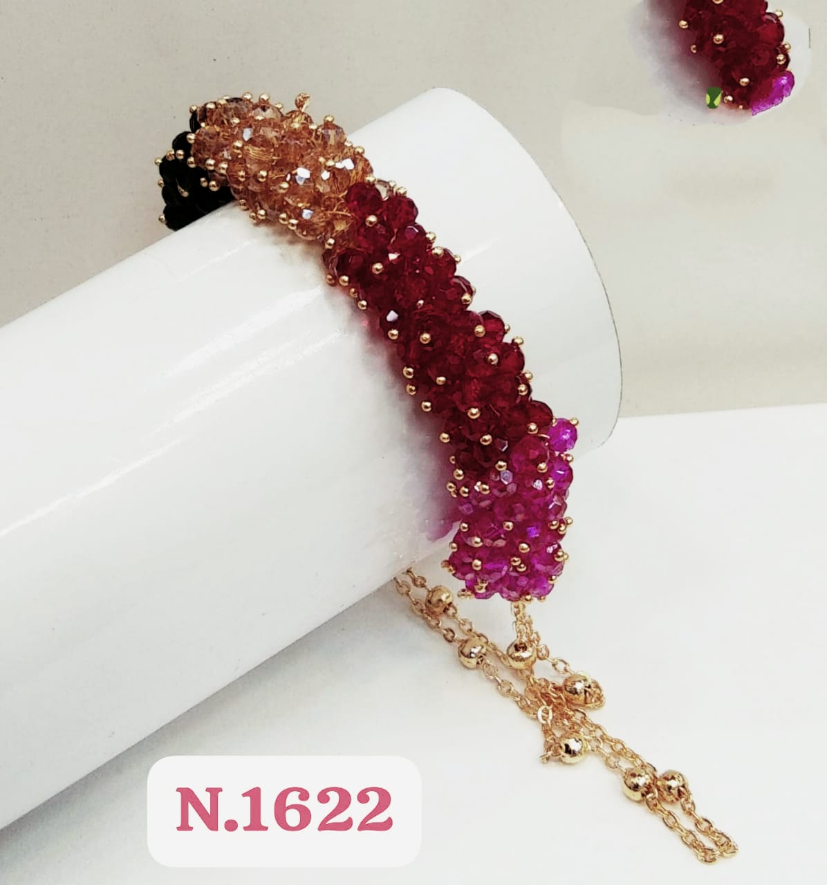Adjustable New Design Gold Plated Stainless Steel Handcrafted Crystal Beaded StrandBracelet Women's Gifts