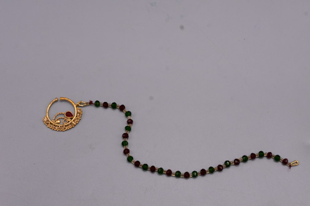 Trending Design Green And Mahroon Nose Nath For Women