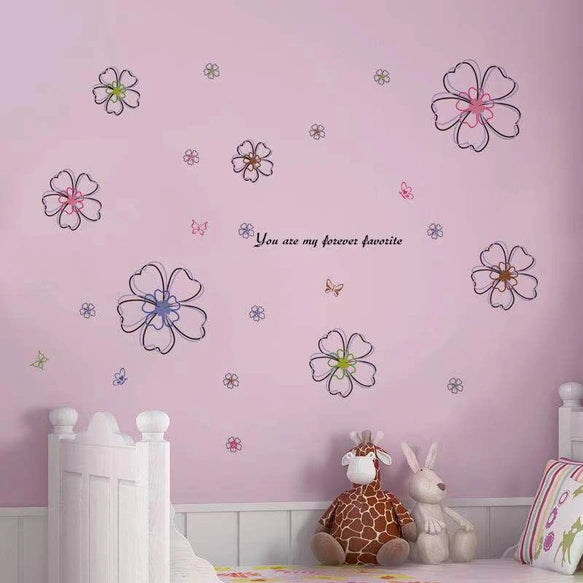 Wall Sticker Flower, Cherry Blossom, Butterfly, Simple, Soothing, Natural, DIY Wallpaper, Interior Sheet, Removable Sticker size 50x70 xls7141