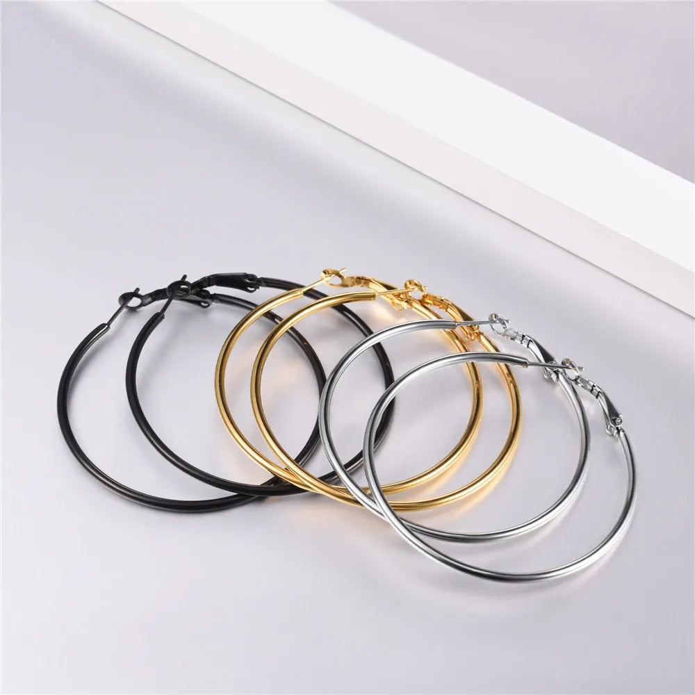 Pack of 3 Different colour black golden silver Hoop Earring  egfrmic2f-8