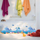 Wall Sticker : Sea Animals, Whales, and Crab, DIY Wallpaper, Interior Sheet, Removable, Free Shipping size 50x70 xls7149