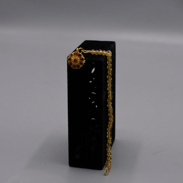 Stylish bridal golden nose ring Nath For Beautyfull girls long lasting polish crystal drop, attached