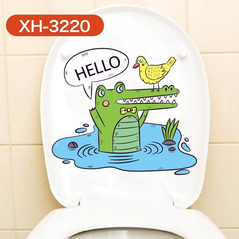 Crocodiles Octopus Fish Bathroom Toilet Wall Stickers Waterproof Tile Stickers size 30x30 xh3220