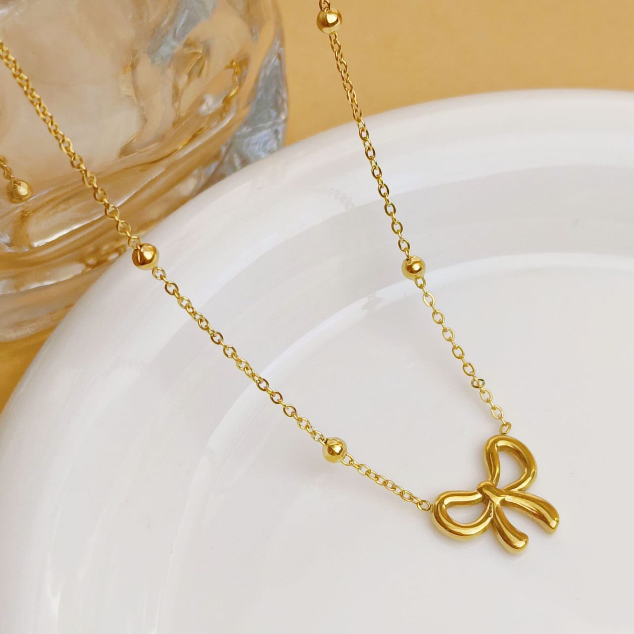 QCT-176 Knot Shape Ball Stainless Steel Necklace – Elegant Jewellery, Stylish Accessory for Women