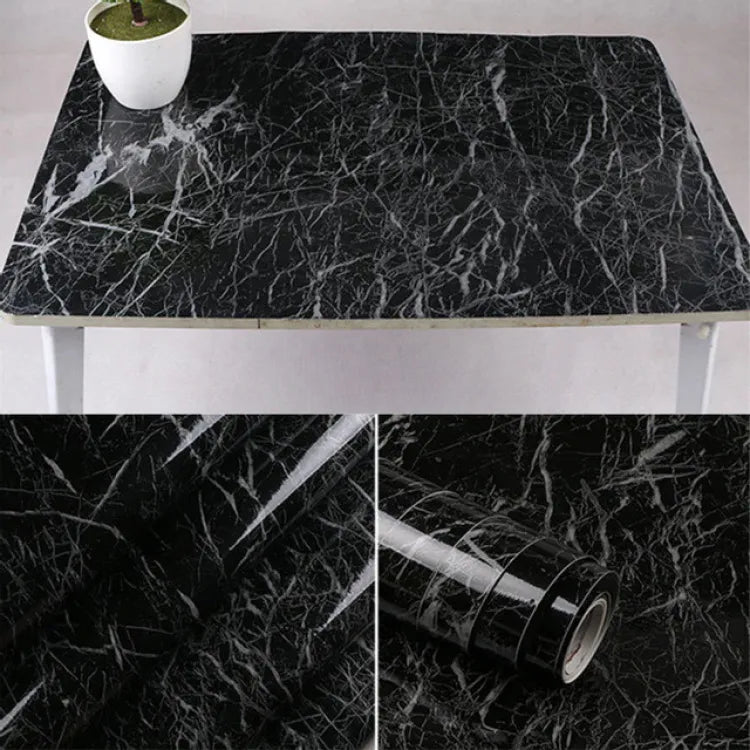 Self Adhesive Black Marble Sheet for Kitchen / Waterproof Anti Oil &amp; Heat Resistant Wallpaper Sheet