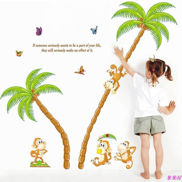 wall sticker XL8110 Árbol mono animales de dibujos animados inicio decoración de la casa pegatinas de pared de vinilo kids niño salón dormitorio diy arte mural decor decal