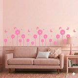 Modern Sunflower Wall Sticker with Flying Butterflies size 22x45