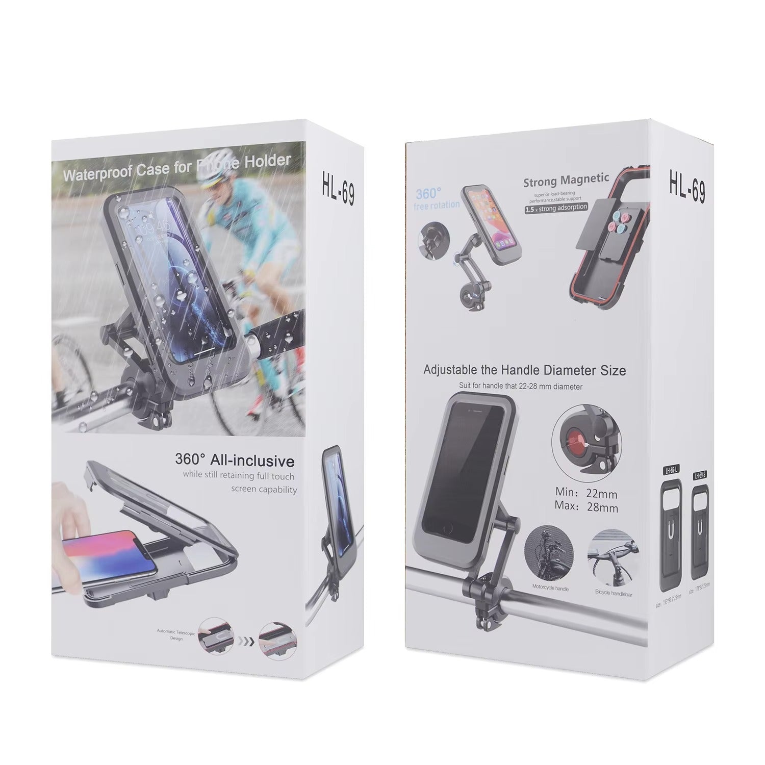 Bike Handlebar Waterproof Case Phone Holder – Full Touch Screen, Secure Mount for Cycling & Travel