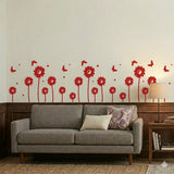 Modern Sunflower Wall Sticker with Flying Butterflies size 22x45