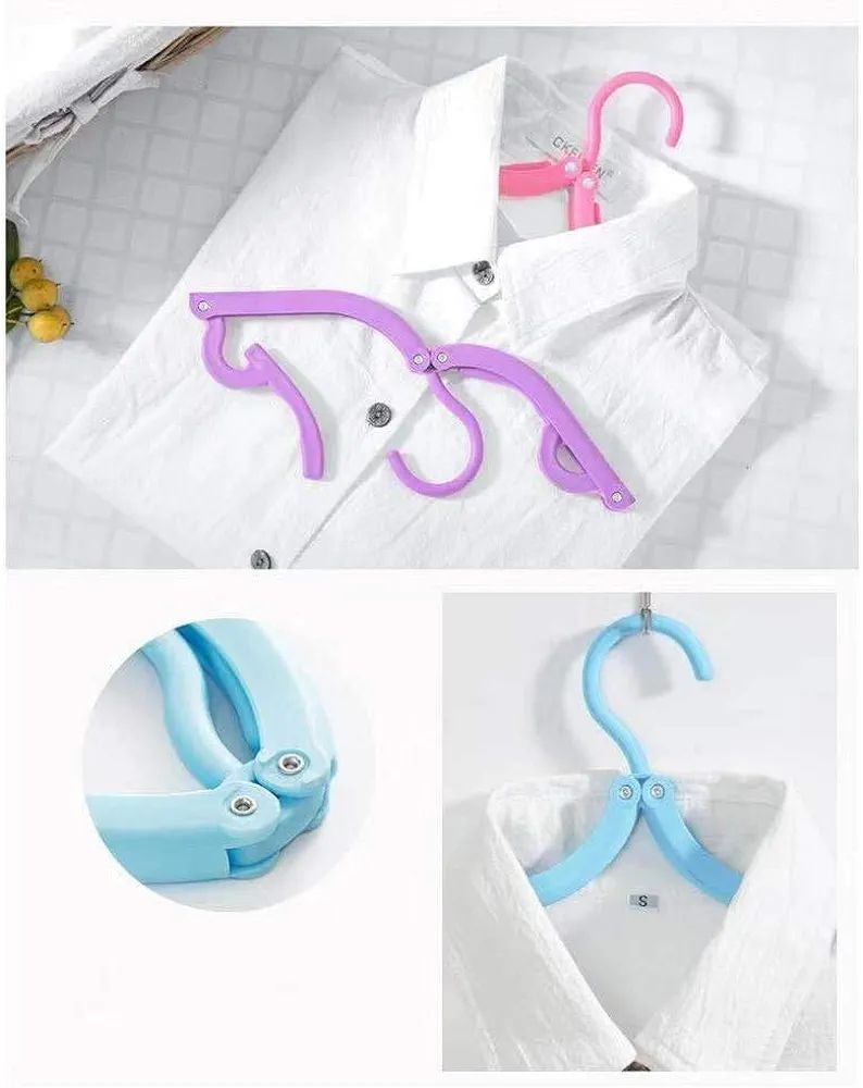 Portable Folding Clothes Hangers with Slots – Pack of 10 Durable Travel-Friendly Hangers. ( Random Colour )