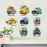 Cartoon Animal Car Wall Sticker for Bedroom Kindergarten Wall Decor Xh 3216