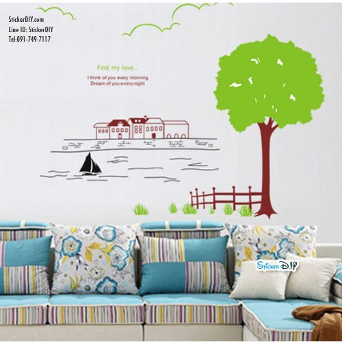 Wall Sticker Waterside Tree ay849