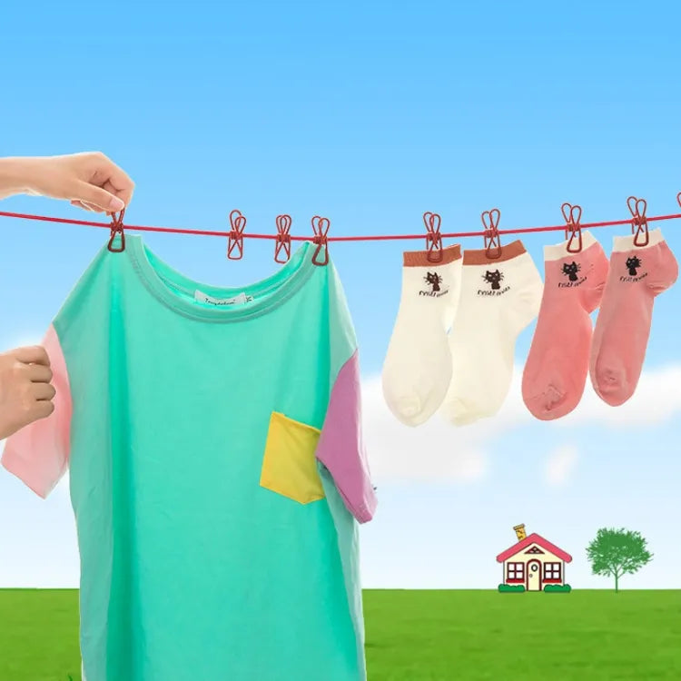 12 clips Cloth Line rope hang portable - Elastic, Windproof Eco-Friendly for Travel  Home Use (random color)