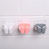 Pack of 3 Mop and Broom Self Adhesive Holder Wall Mount Magic Hanger Organizer Cleaning Tools Storage Mop Rack (Random Color)