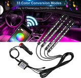 1set Car Rgb 48led Strip 5050smd 12w Decorative Auto Atmosphere Pathway Interior Ambient( Bluetooth Light)