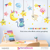 Adorable Kitty With Stars Wall Sticker | Magical Baby Room Decor size 60x90 hm94005