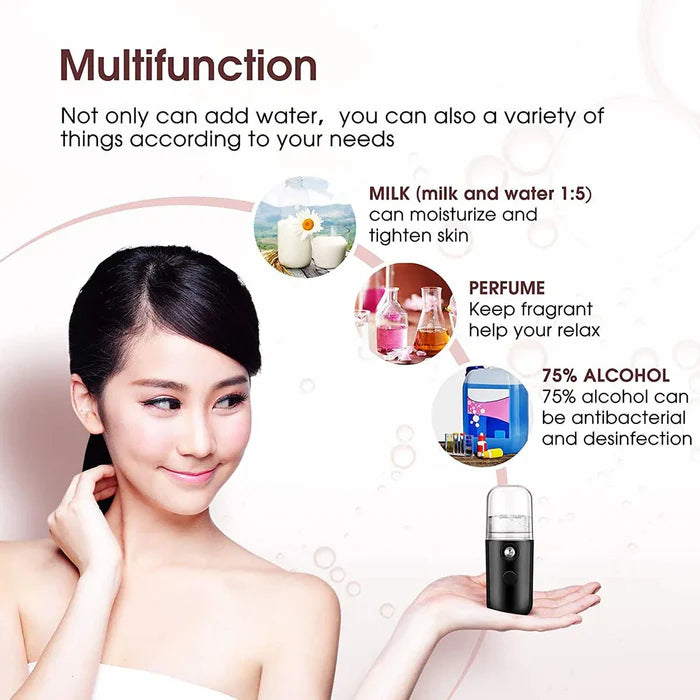 RECHARGEABLE MINI NANO FACE STEAMER OR SPRAYER (RANDOM COLOR)