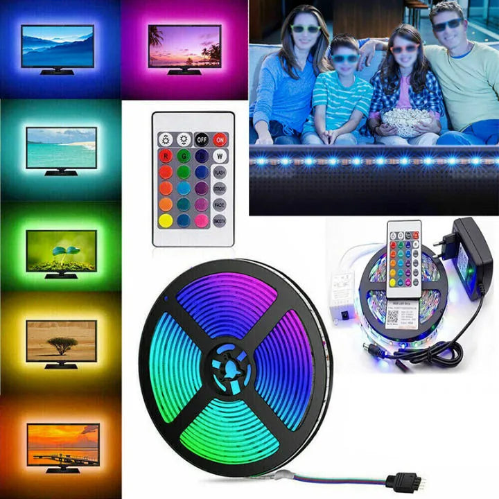 RGB LED Strip Lights 5m WiFi Smart LED Light Strip Compatible with Alexa,Google Home Controlled by Smart APP - Music Sync LED Lights for Bedroom Decor, Room Decor, Children's Room - 5 M