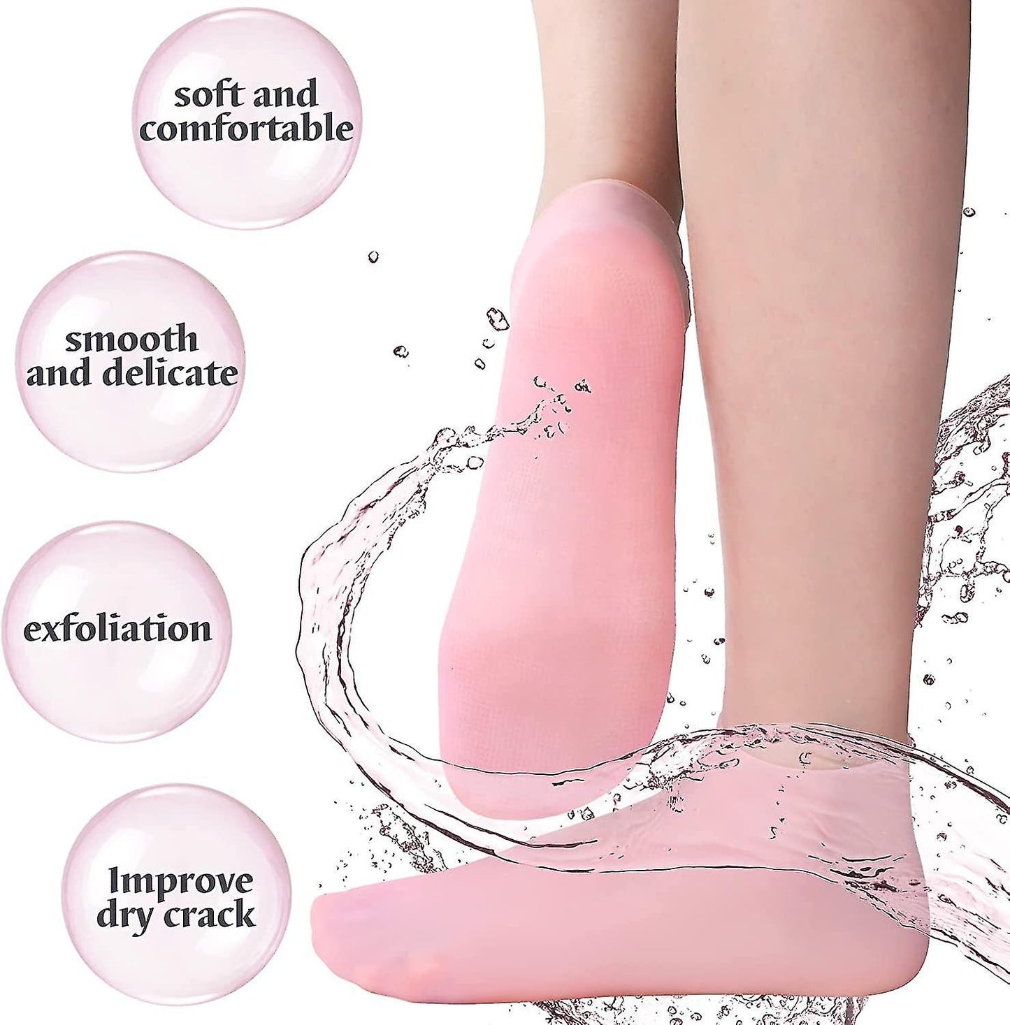 Silicone Jelly Socks Gel Moisturizing Socks Foot Care Protector Silicone Moisturizing Gel Heel Socks 1 Pair - Silicone Heel Pad Waterproof For Foot Care - Multi-Purpose Socks