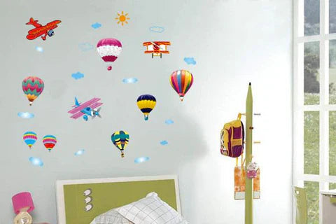 Hot air balloon, Airplanes Removable Wall Sticker size 45x60 ay622