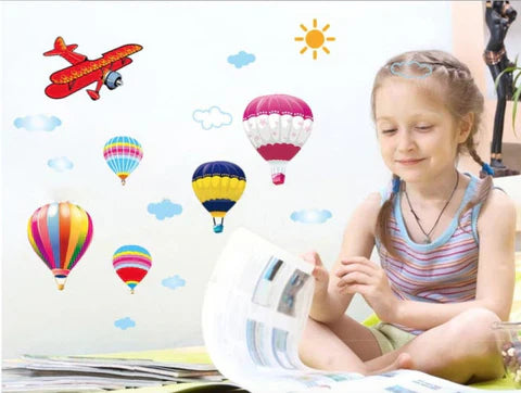 Hot air balloon, Airplanes Removable Wall Sticker size 45x60 ay622