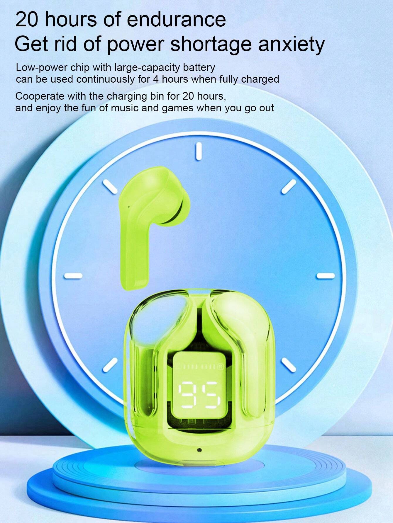 Air31 Earbuds Wireless Crystal Transparent body - Without Silicone Pouch ( random color )