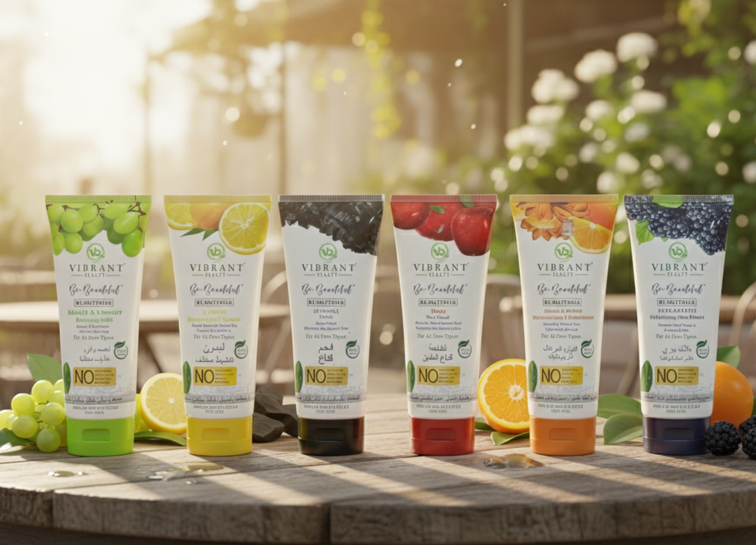 Vibrant Health "Be Beautiful" Premium Botanical Face Wash Series – 6-Pack Infusion Set with Natural Fruit Extracts & Antioxidants for Radiant, All-Day Glow