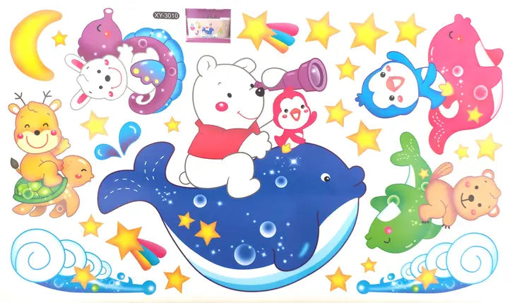 WoW Wall Stickers 60 cm Cartoon Dolphins and AnimalsXY Series Removable Sticker size 30x45 xy3010