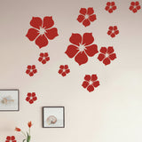 Beautiful Flowers Decals for Kid Room-Freestyle to Décor Wall Decals for Living Room-Wall Sticker Decals-Wall Stickers for Living Room Pictures-Adhesive Stickers for Furniture Home (Red)