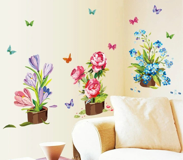 Various Colorful Flowers Tulip Peony Peel and Stick Removable Vinyl Wall Decals for Window Bedrooms Living Rooms Kids Rooms Nursery size 50x70 xls7105
