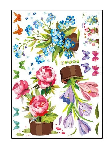 Various Colorful Flowers Tulip Peony Peel and Stick Removable Vinyl Wall Decals for Window Bedrooms Living Rooms Kids Rooms Nursery size 50x70 xls7105