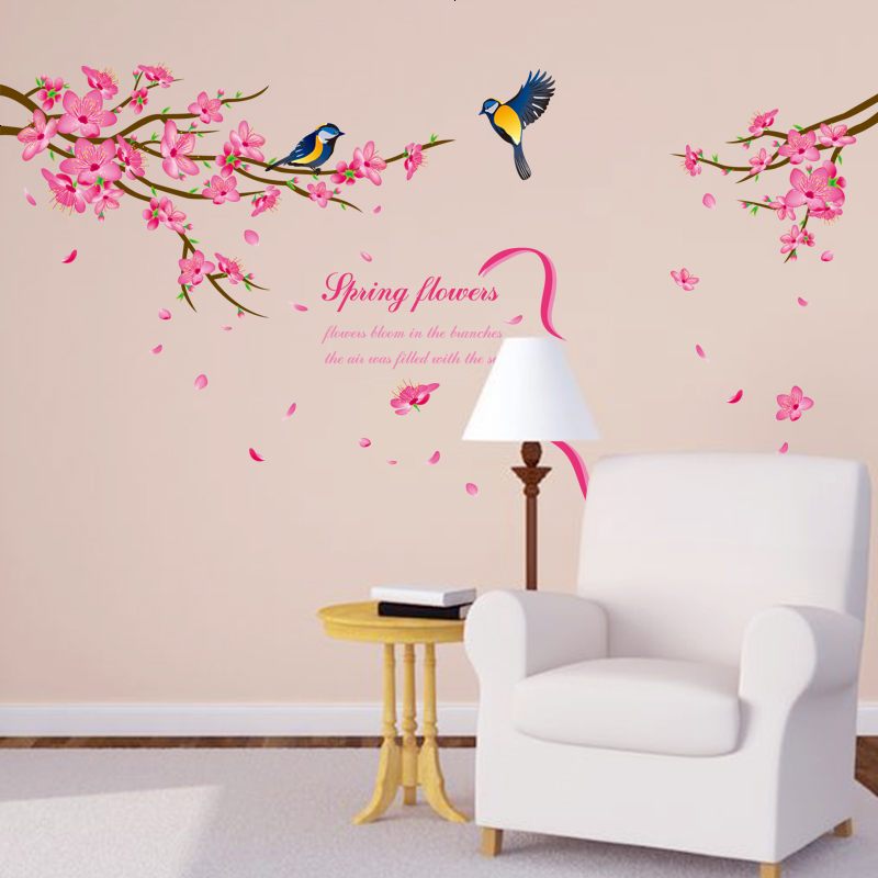 HomeLover Romantic Flowers Wall Stickers for Living Room Decoration