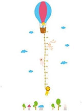 Jm8264 Wall Sticker Cartoon hot air balloon Height Ruler Wall Art Sticker Wall paper Blue