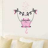 Jm8245 Cute pink cat wall sticker Premium Waterproof Vinyl Decal Stickers for Laptop Car Window Bumper Mug Tuber Cup Door Wall Decoration ,