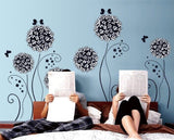 Flower Ball Wall Sticker Decal 62x100cm Black Ay7014