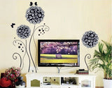 Flower Ball Wall Sticker Decal Black size 50x70 ay7014b