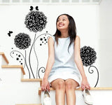 Flower Ball Wall Sticker Decal Black size 50x70 ay7014b
