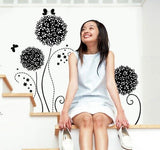 Flower Ball Wall Sticker Decal 62x100cm Black Ay7014
