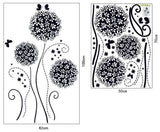 Flower Ball Wall Sticker Decal Black size 50x70 ay7014b