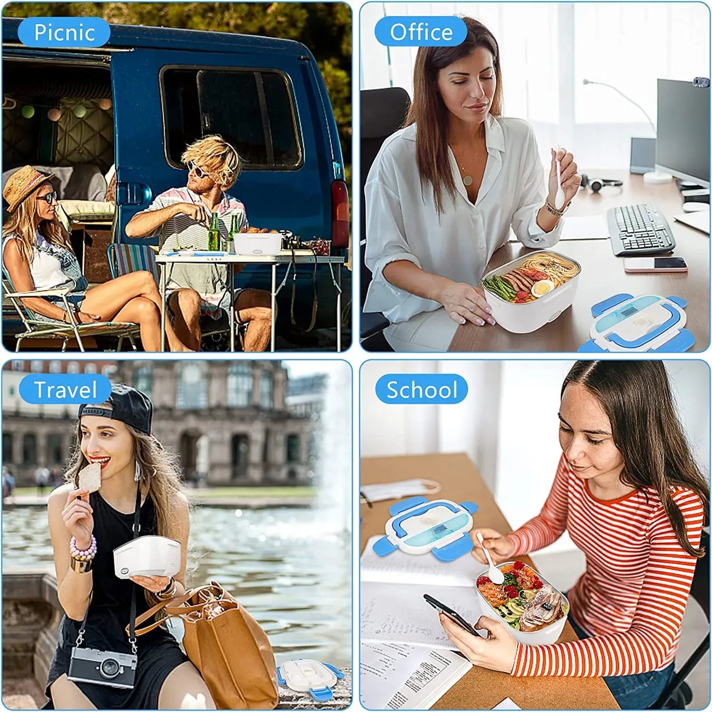 Waterproof Portable Electric Heating Lunch Box(Random Color)